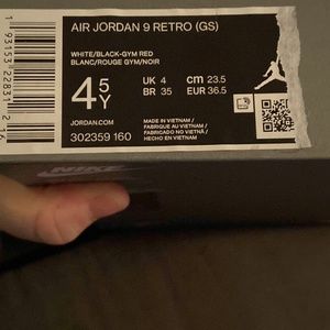 Slightly worn Air Jordan 9 Retro